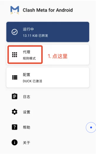 点击代理进入节点页面